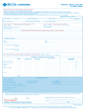 Manitoba Travel Health Claim Form