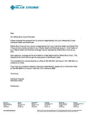 Alberta Blue Cross Dependent Removal Form