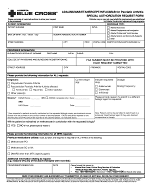 Alberta Special Authorization Request Form