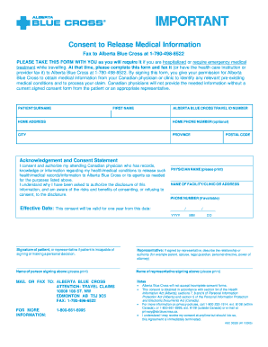 Alberta Blue Cross Medical Information Release Consent