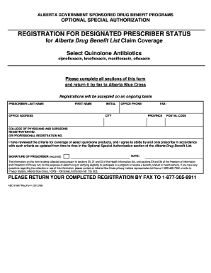 Alberta Drug Benefit List Special Authorization Form