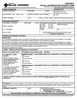 Fentanyl Special Authorization Request Form