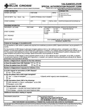 Valganciclovir Special Authorization Request Form