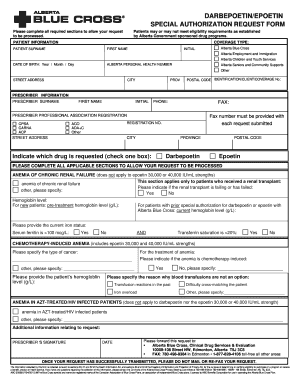 Darbepoetin/Epoetin Special Authorization Request Form