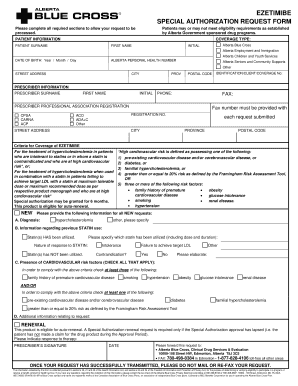Ezetimibe Special Authorization Request Form