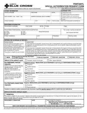 Fentanyl Special Authorization Request Form