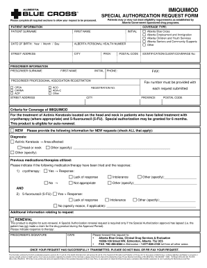 Imiquimod Special Authorization Request Form