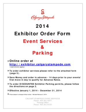 Calgary Stampede Exhibitor Order Form
