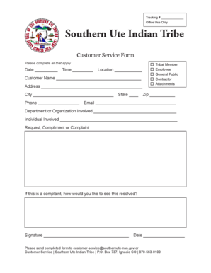 Southern Ute Indian Tribe Customer Service Form
