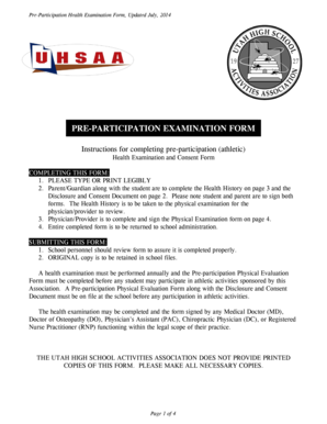 Utah Pre-Participation Health Examination Form
