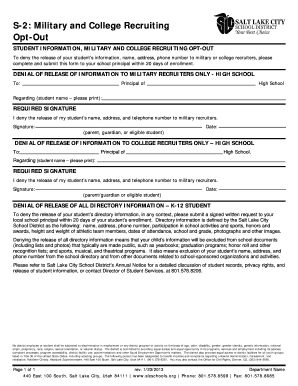 Military and College Recruiting Opt-Out Form