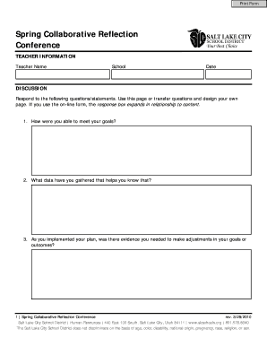 Spring Collaborative Reflection Conference Form