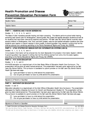 Health Promotion and Disease Prevention Education Permission Form
