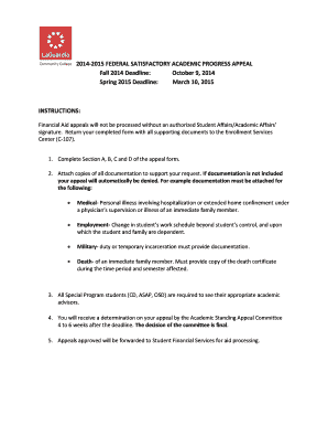 2014-2015 Federal Satisfactory Academic Progress Appeal