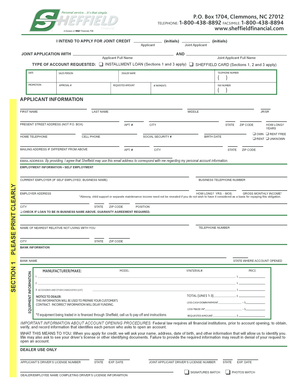 Sheffield Financial Credit Application