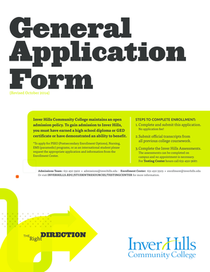 Inver Hills Community College General Admission Form