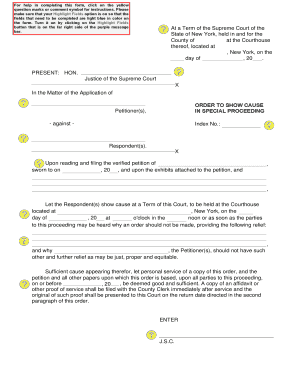 New York Order to Show Cause