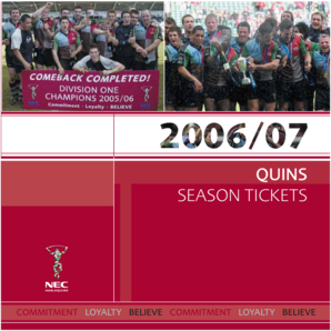 NEC Harlequins Season Tickets 2006/07