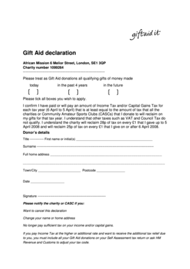 Gift Aid Declaration Form