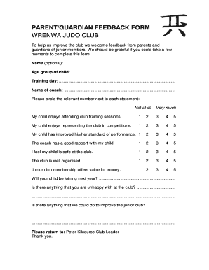 parentguardian feedback sheet form