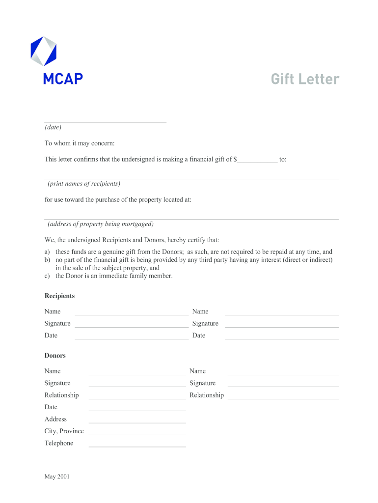 Gift Letter Template Canada - Fill Online, Printable, Fillable With Regard To Mortgage Gift Letter Template