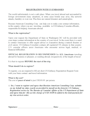 US Embassy Registration Request Form
