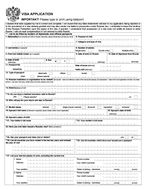 Russian Visa Application Form
