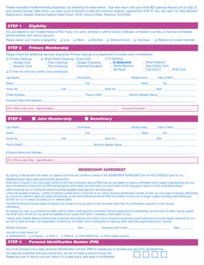 Greater Alliance Federal Credit Union Membership Application