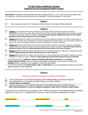 VA Occupational Health Enrollment Form