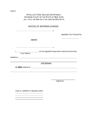 New York Appellate Term Address Change Notice