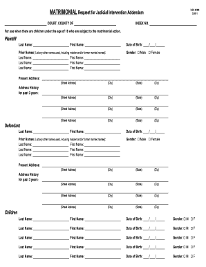Matrimonial Request for Judicial Intervention Addendum