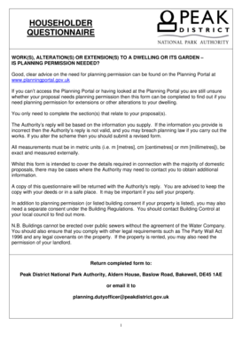 UK Householder Planning Permission Questionnaire
