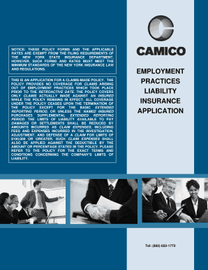 CAMICO Employment Practices Liability Policy Application