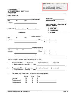 Petition for Violation of Court Order