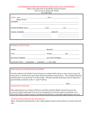 Authorization Form for Automatic Tax Deduction