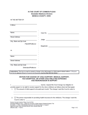 Motion for Change of Child Support Ohio