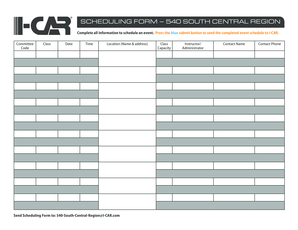 I-CAR Event Scheduling Form