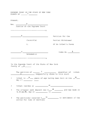 New York Infant Fund Withdrawal Petition