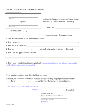 Petitioner Affidavit in Support of Motion to Vacate Default Judgment