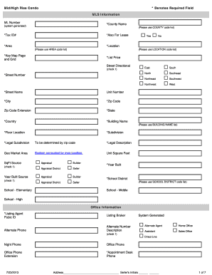 Mid/High Rise Condo Listing Form