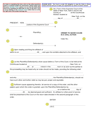New York Order to Show Cause