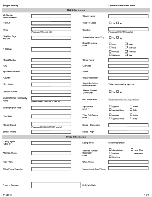 Single Family Real Estate Listing Form