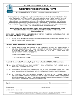 Lane County Contractor Responsibility Form