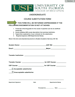 Undergraduate Course Substitution Form
