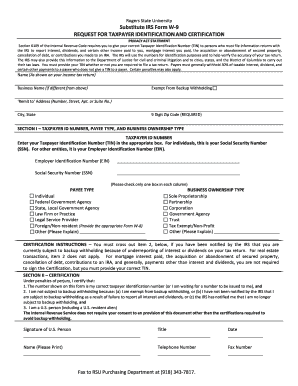 IRS Form W-9 Request for Taxpayer Identification