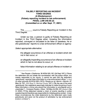 Falsely Reporting an Incident in the Third Degree