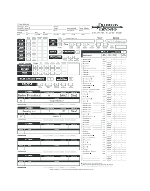 Dungeons & Dragons Character Record Sheet