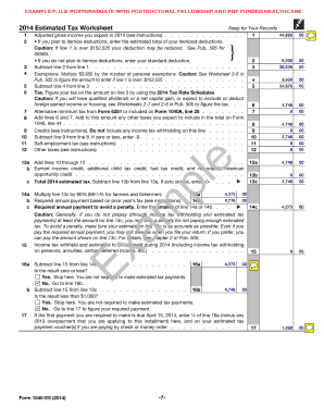 2014 Estimated Tax Worksheet