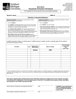 Household Verification Worksheet