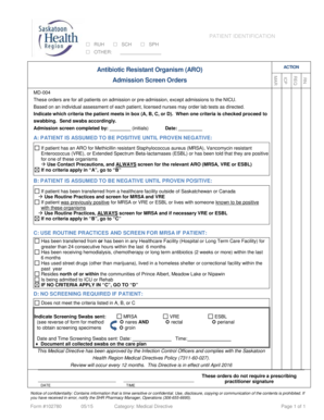 Antibiotic Resistant Organism Admission Screen